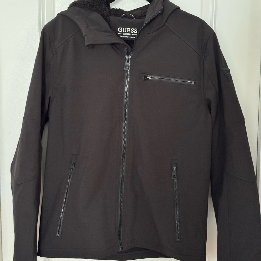 GUESS Men's Black Performance Jacket with Hood